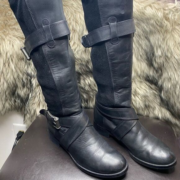 Cole Haan Air Whitley D36038 Black Leather Knee High Women Harness Boots Sz 5.5B - Picture 4 of 9